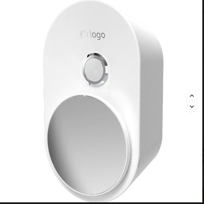 White Plug-In Air Ionizer device with a logo on a white background