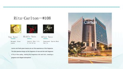 Ritz Carlton fragrance oil description on white background