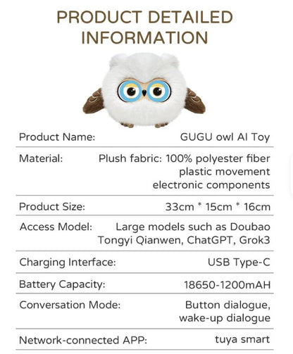 AI Pet Owl Robot Model KBO7 with ChatGPT KeepSeek AI