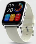Silver Zone 2 Smart Watch with a white band on a transparent background