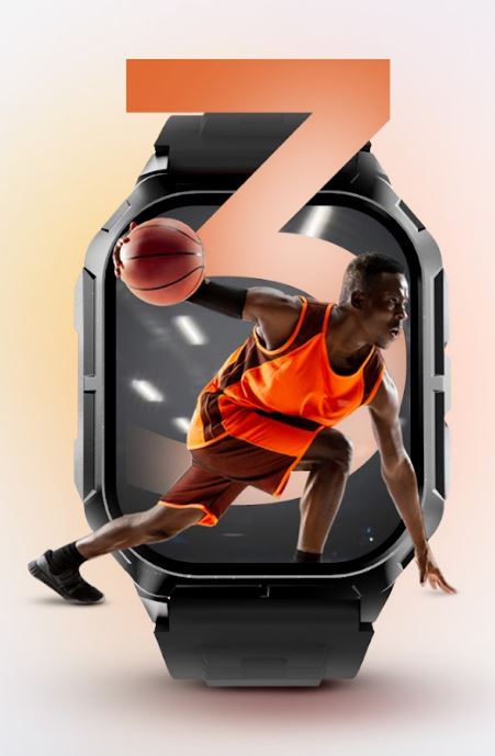 Ultra 3 Smart Watch 2.0 displaying an image of a basketball player in action on a light background
