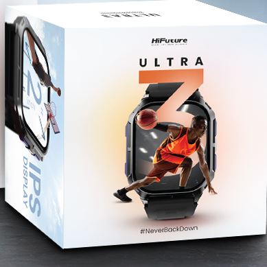Box for Ultra 3 Smart Watch 2.0 with a person playing basketball on the packaging.