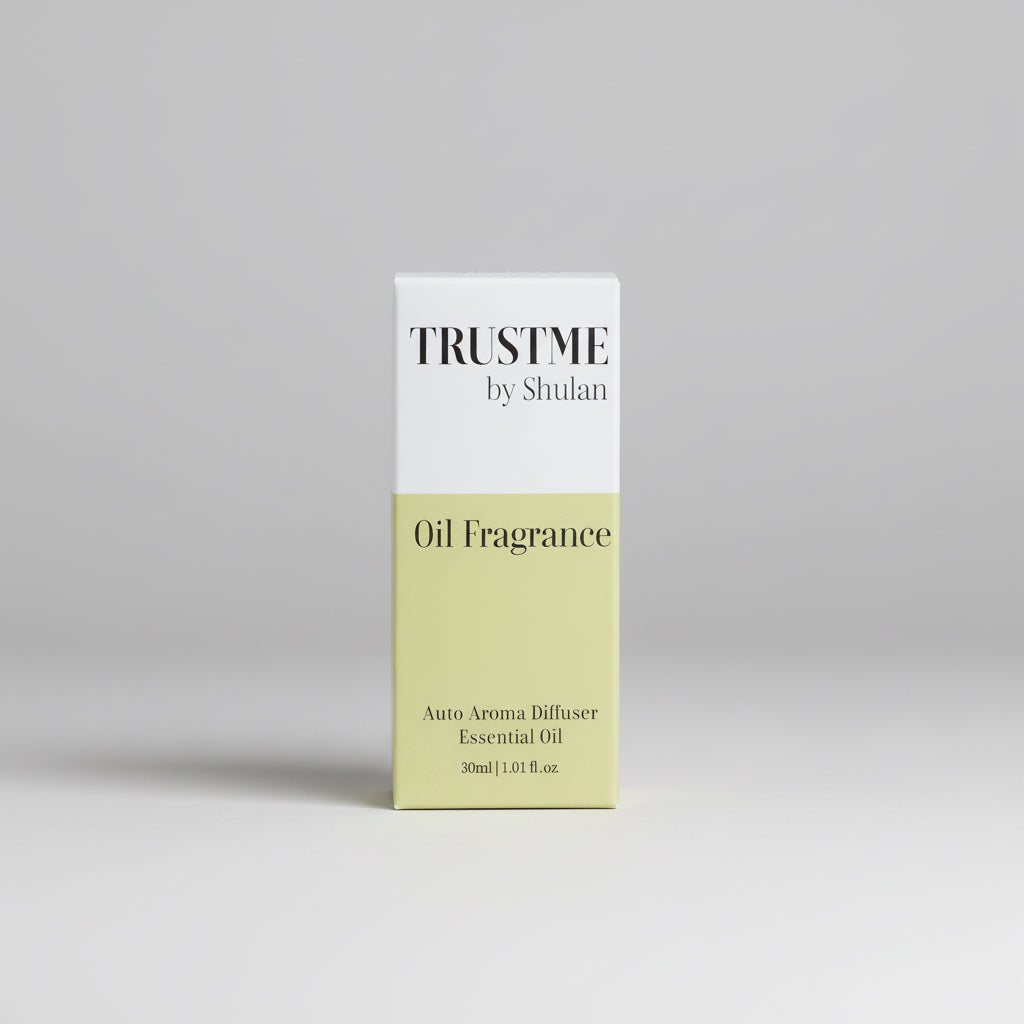 Trust Me by Shulan oil fragrance 30ml packaging on a light gray background