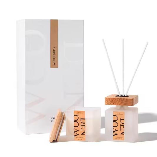 Luxury Aroma Candle & Reed Fragrance Gift Sets with Wood Stock