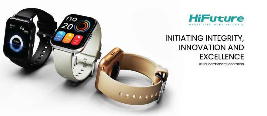 Three  Zone 2 smartwatches with different designs on a white background, featuring the HiFuture brand.