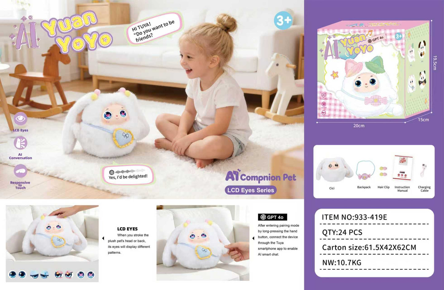 AI Pet Robot Model KBO5 with ChatGPT KeepSeek AI