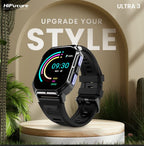 Ultra Zone 2 Smartwatch on a wooden platform with 'HiFuture' branding and promotional text 'upgrade your style'.