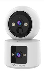 White VStar CB90DR Security Camera with two lenses on a white background