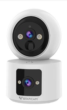 White VStar CB90DR Security Camera with two lenses on a white background